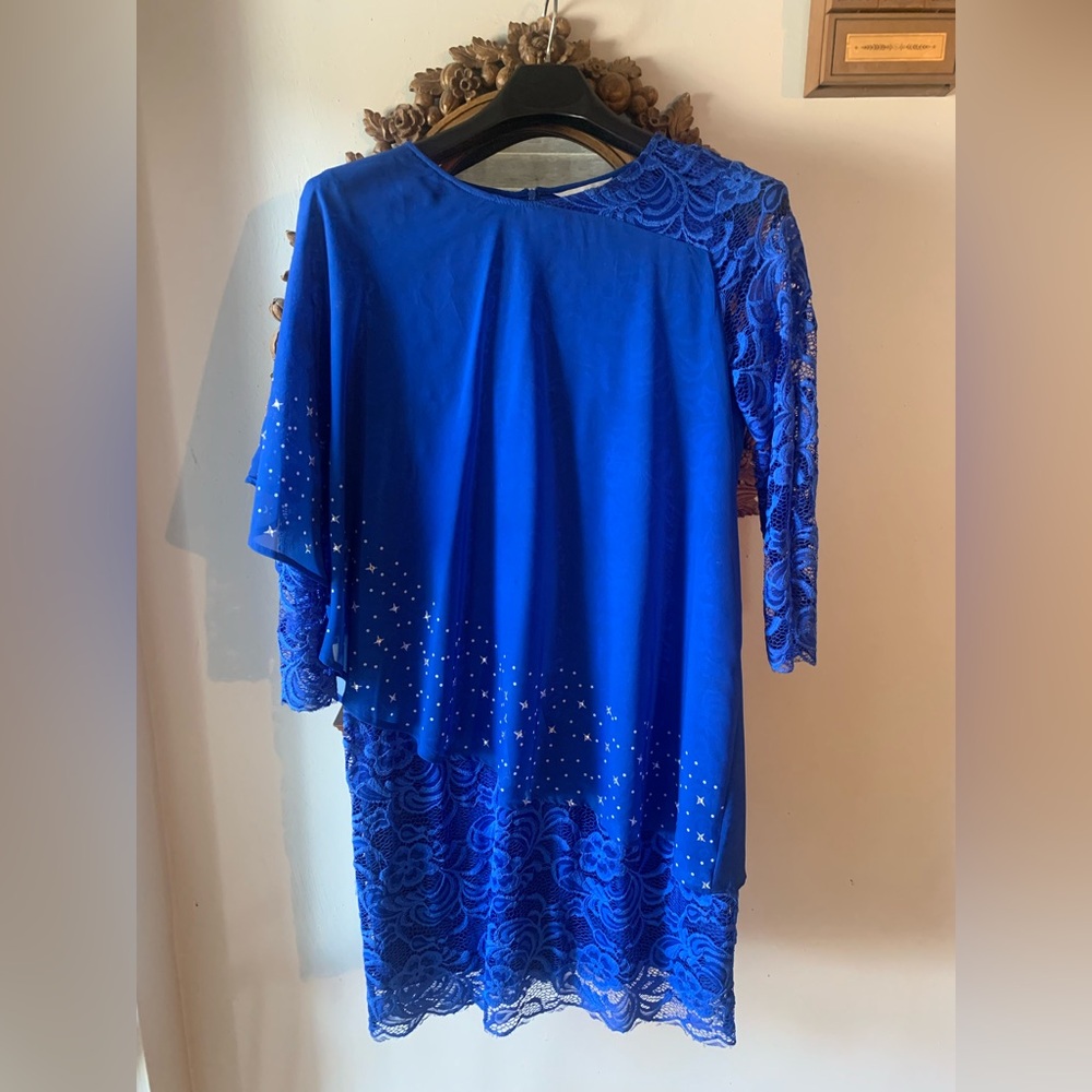 Elegant Blue Lace Dress